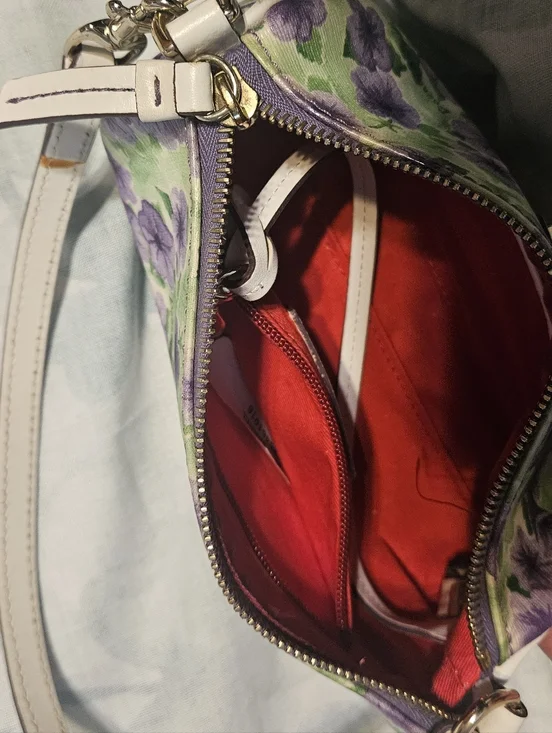 Dooney and Bourke Purple Petunia Mini Barrel Bag, Large Slim Wristlet, Coin Case - Picture 5 of 12